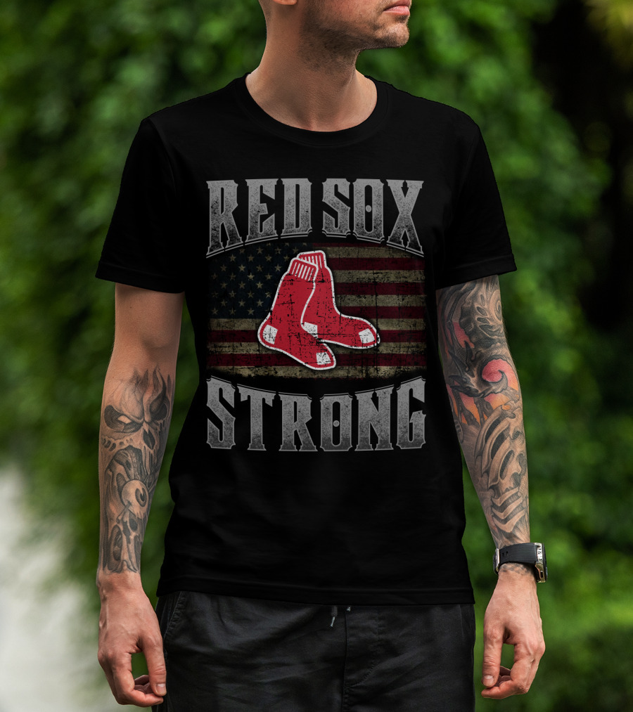 Red Sox Strong American Flag Socks T-Shirt
