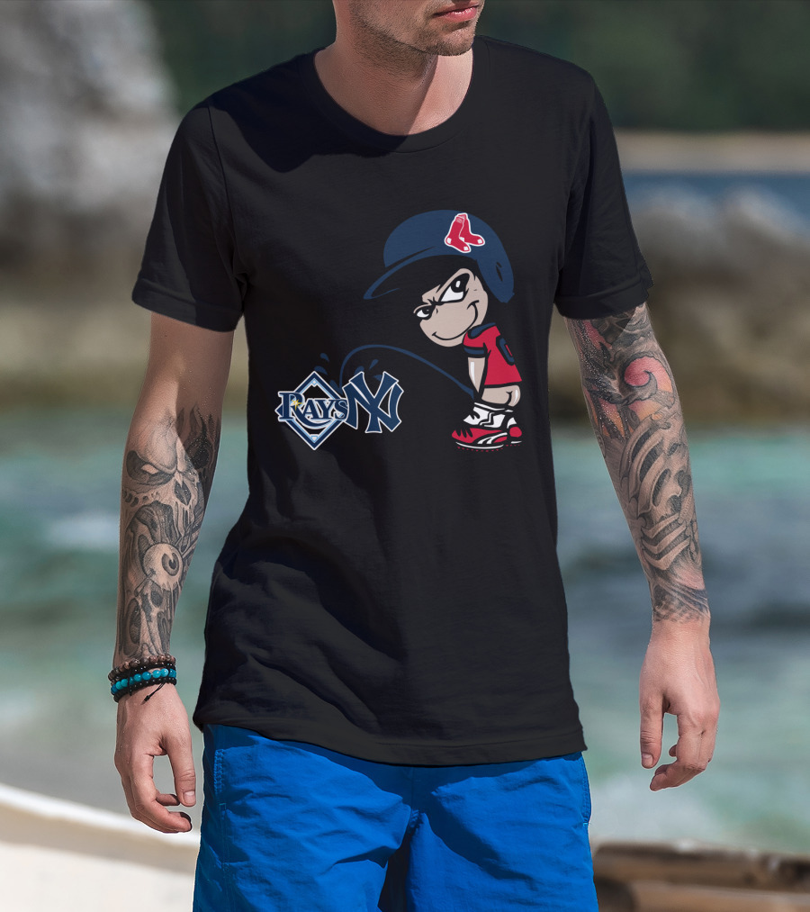 Boston Red Sox Rivalry Parody Yankees Rays Iconic Logos T-Shirt