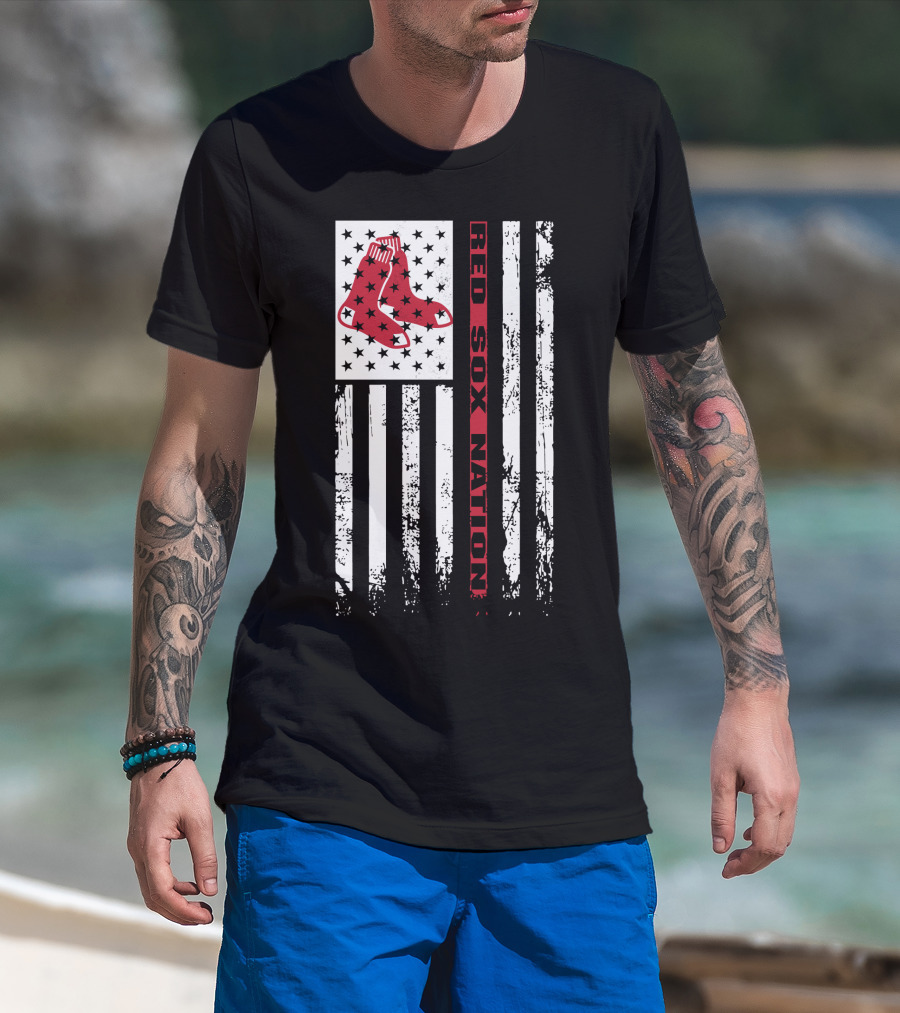 Red Sox Nation Boston Red Sox Stars And Stripes Flag T-Shirt