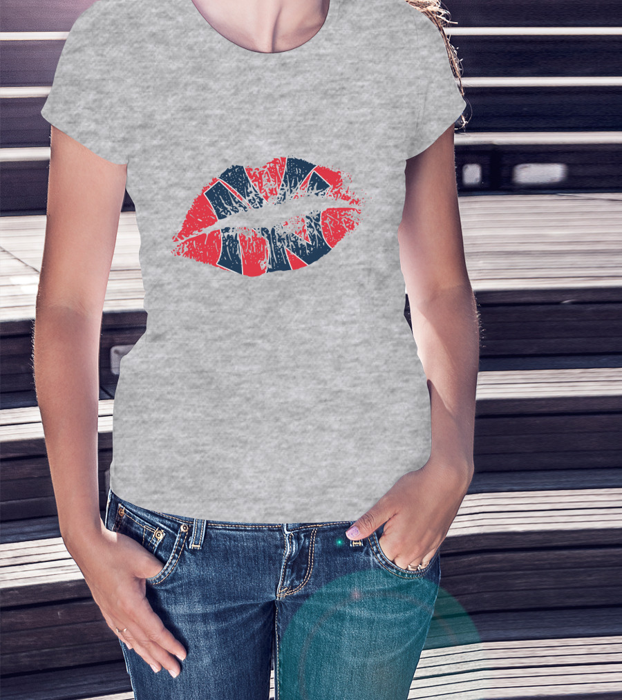 New York Yankees Lip Print Union Jack Flag Style T-Shirt