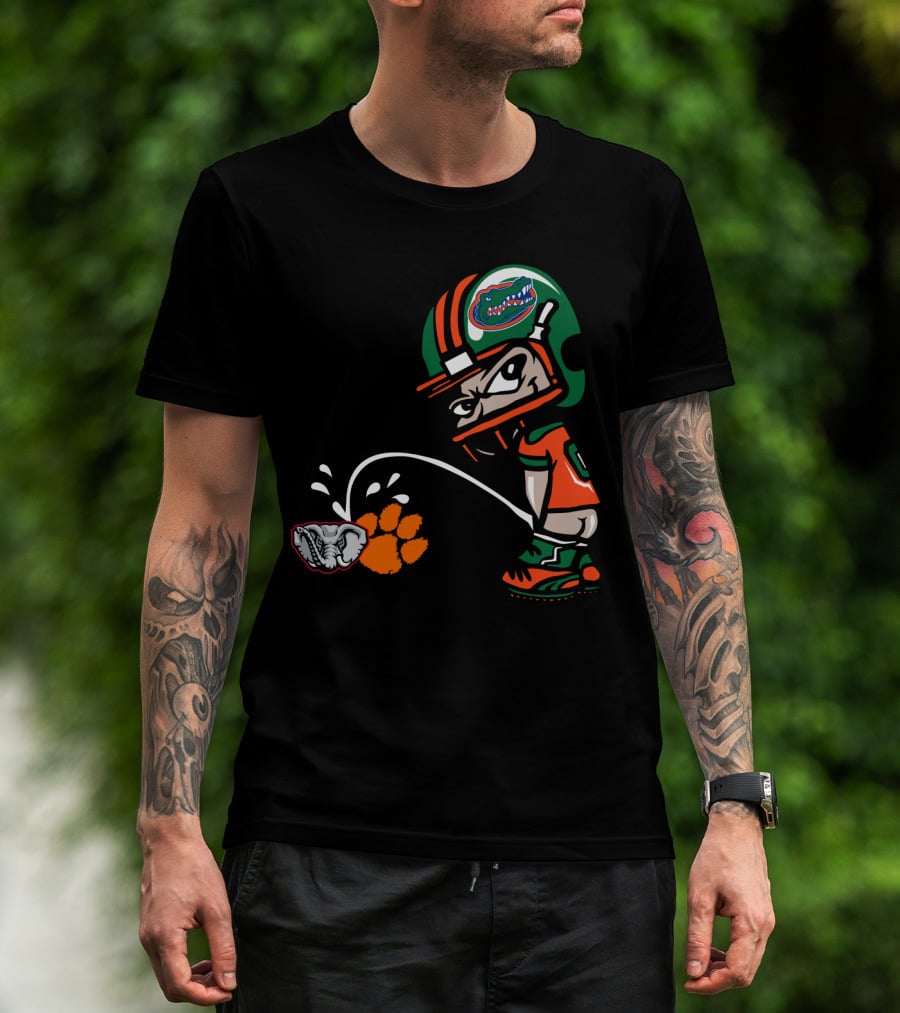 Florida Gators Clemson Tigers Alabama Crimson Tide Rivalry Football Helmet Cartoon T-Shirt