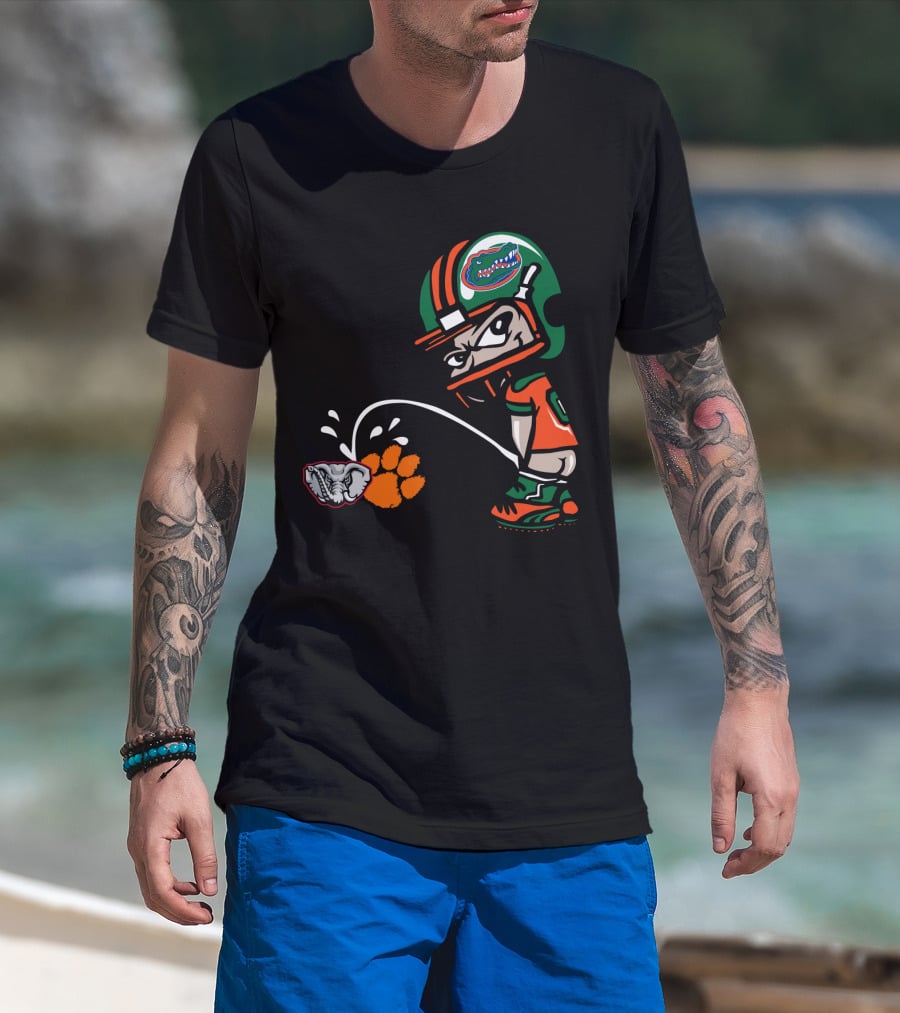 Florida Gators Clemson Tigers Alabama Crimson Tide Rivalry Football Helmet Cartoon T-Shirt