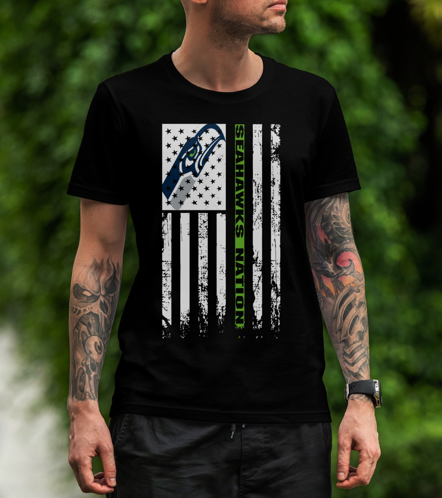 Seattle Seahawks Nation American Flag T-Shirt