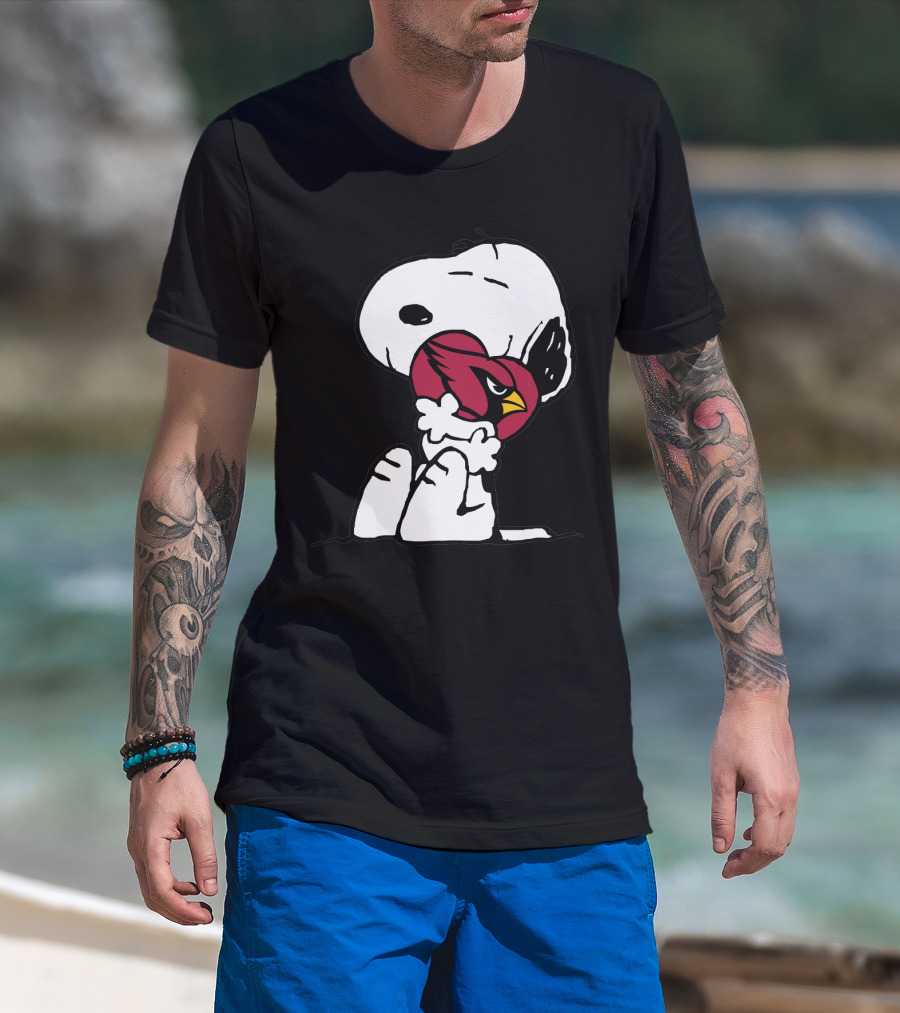 Snoopy Hugging Arizona Cardinals Heart T-Shirt