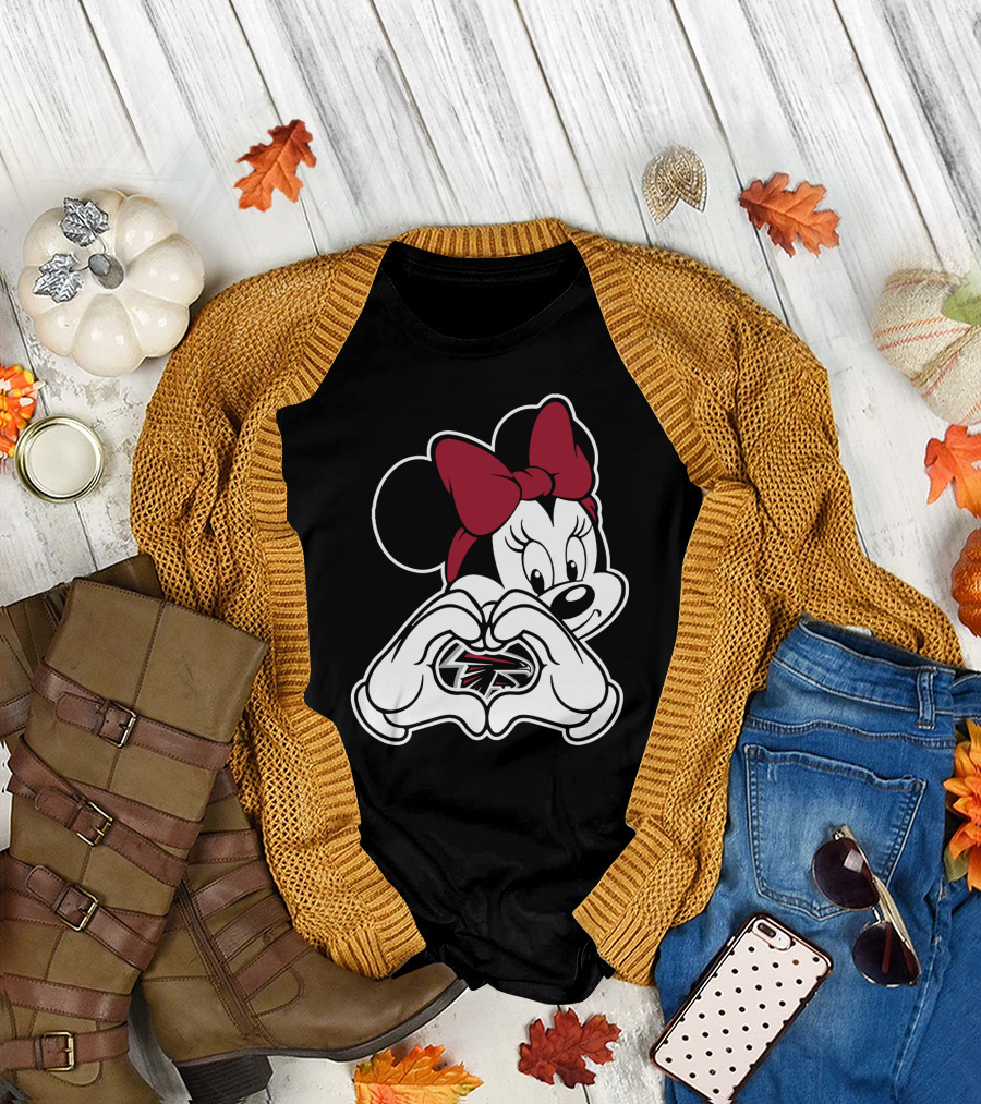 Minnie Mouse Atlanta Falcons Heart Hands T-Shirt
