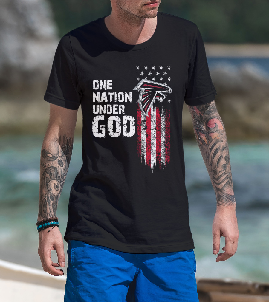 One Nation Under God Atlanta Falcons Flag And Stars T-Shirt