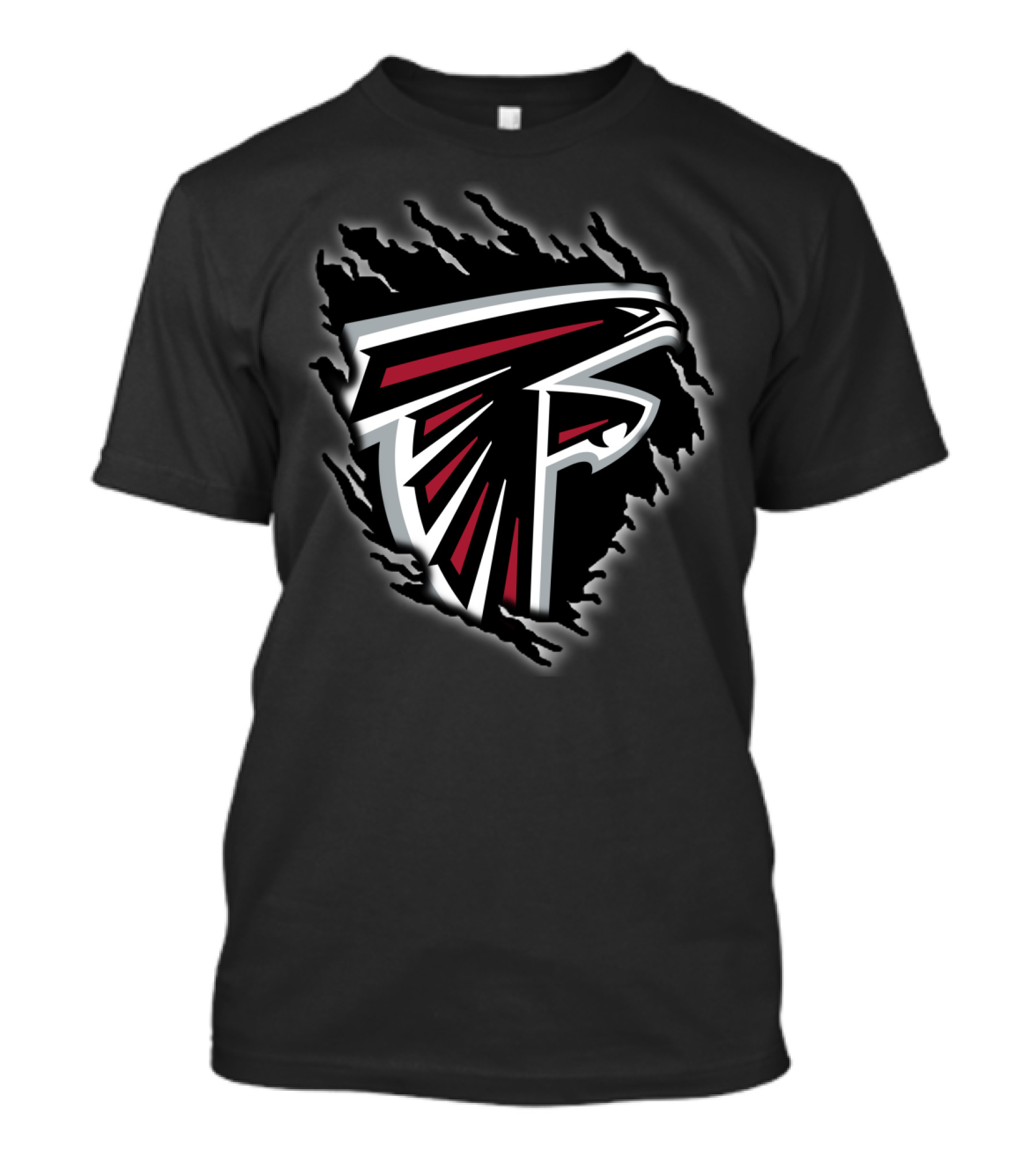 Atlanta Falcons Nfl Logo Black And Red Tear Effect T-Shirt
