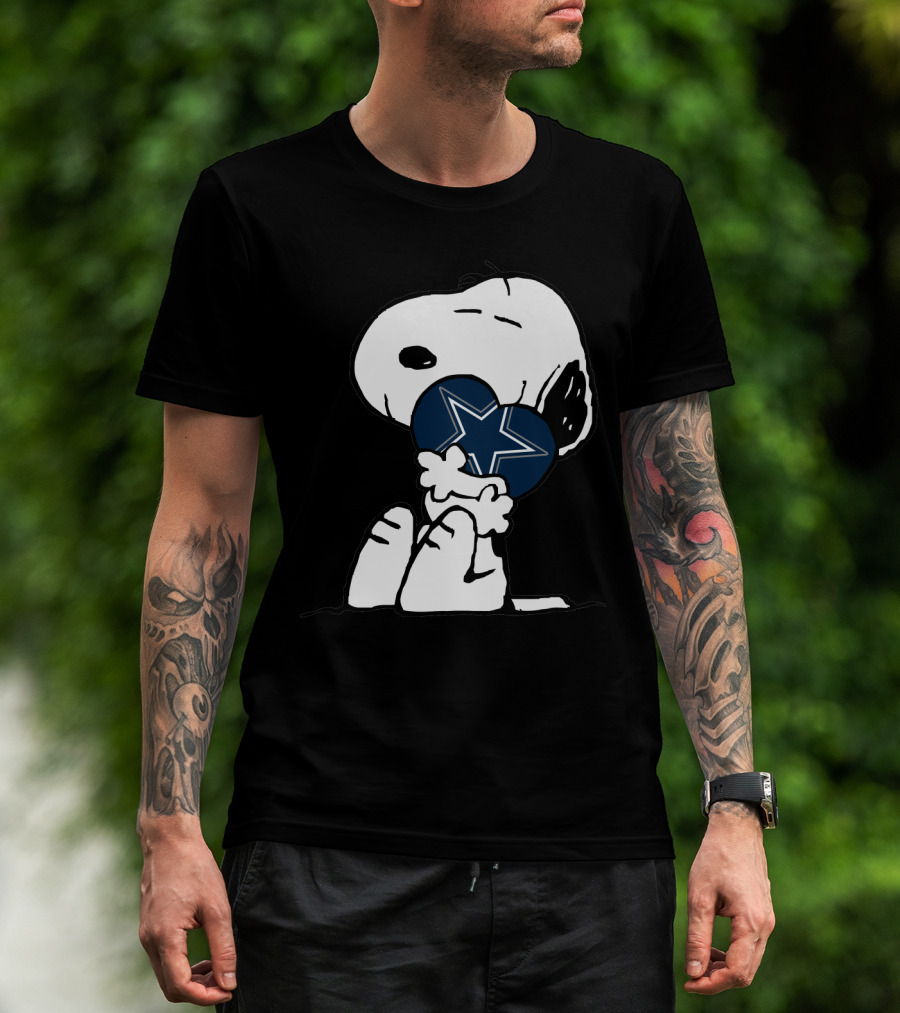 Cowboys Nation Snoopy With Heart-Shaped Dallas Star T-Shirt