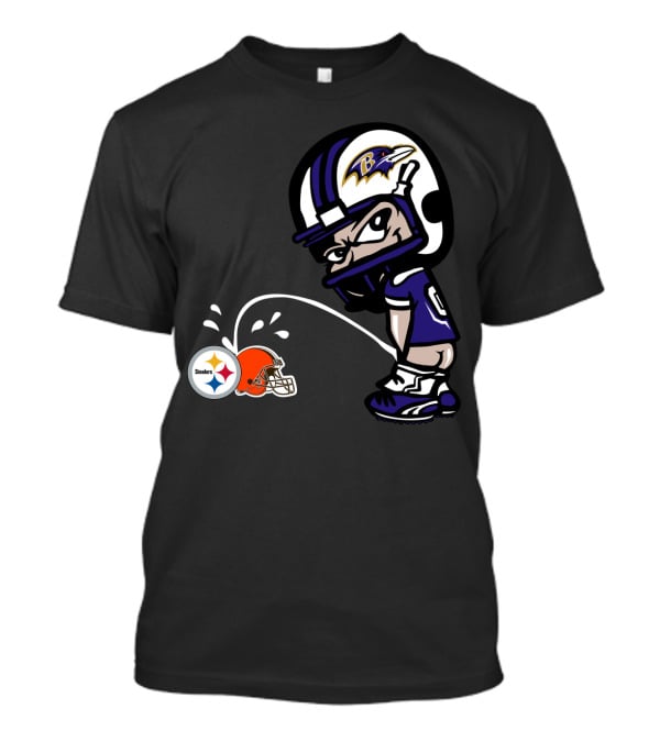 Baltimore Ravens Rivalry Steelers Browns Humorous Cartoon T-Shirt