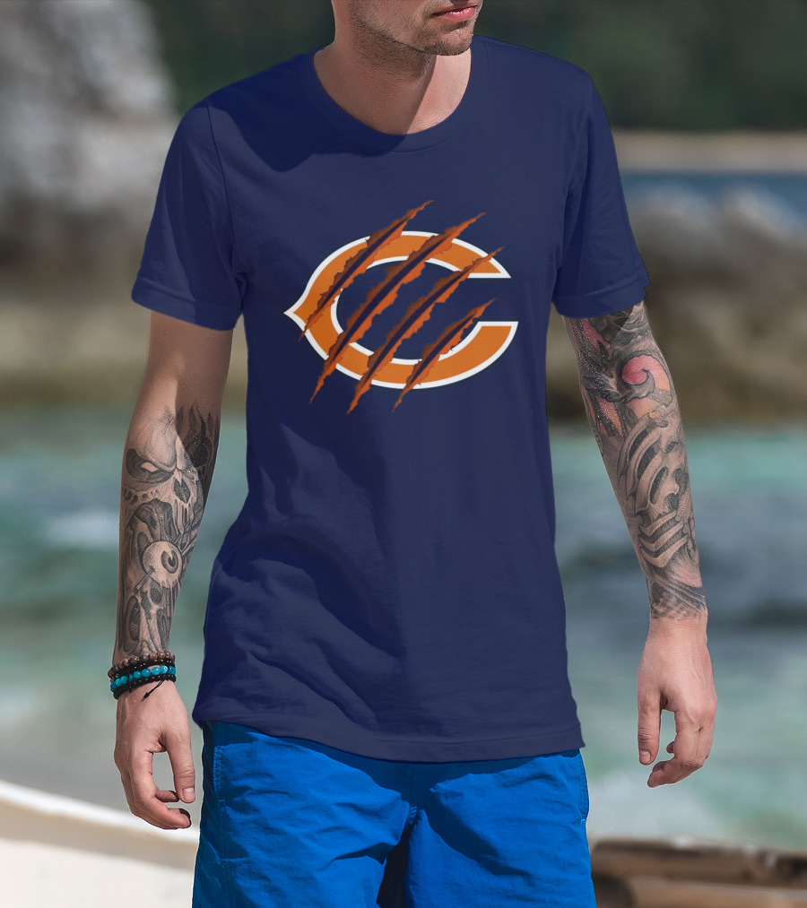 Chicago Bears Logo With Claw Marks T-Shirt
