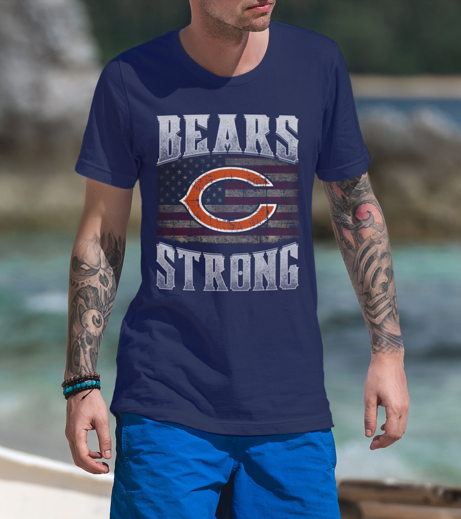 Bears Strong Chicago American Flag T-Shirt