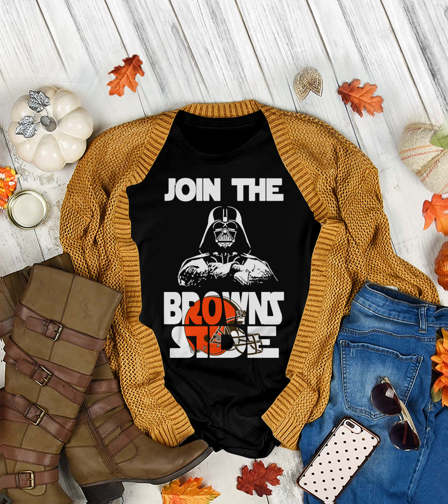 Join The Browns Side Cleveland Browns Darth Vader Helmet T-Shirt