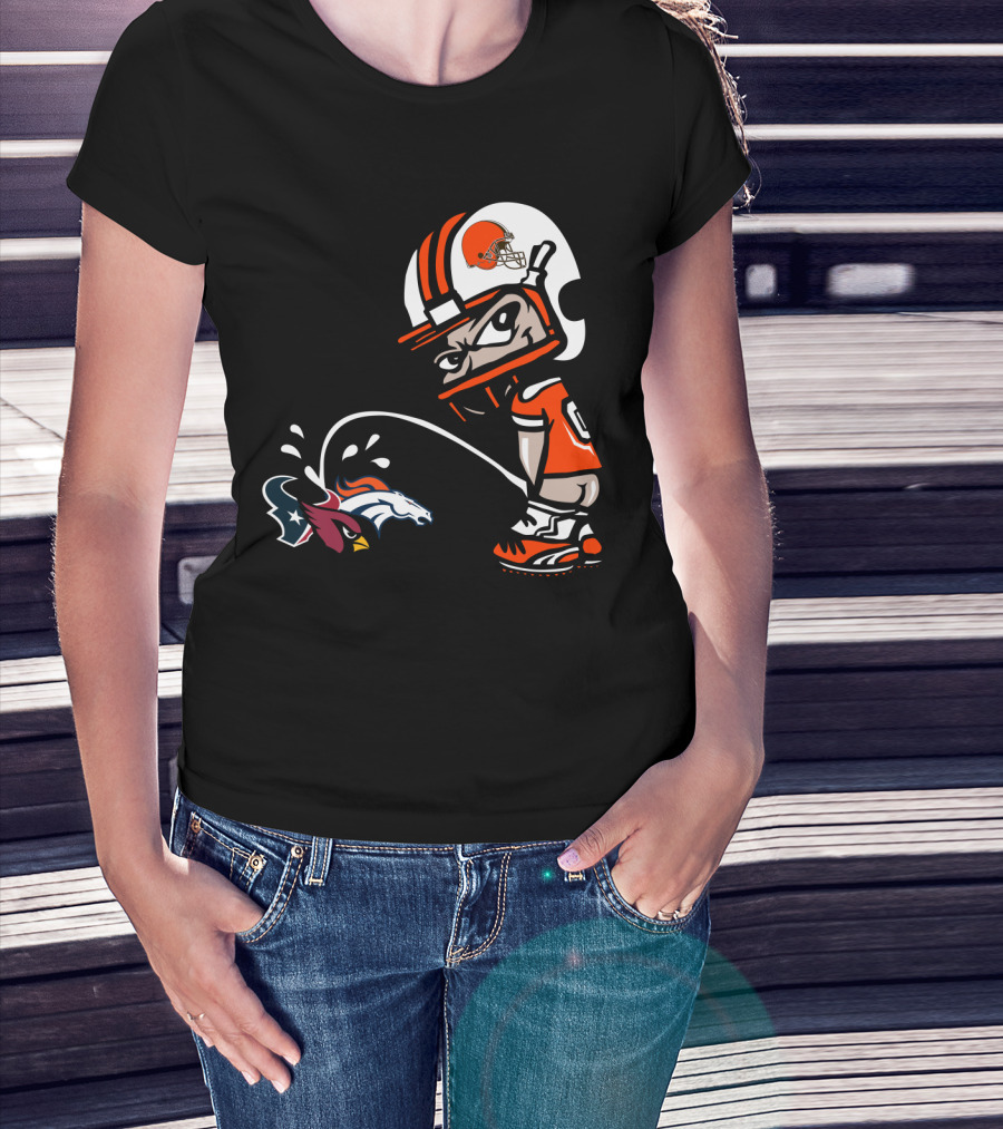 Cleveland Browns Player Humorous Rival Team Logos Interaction T-Shirt