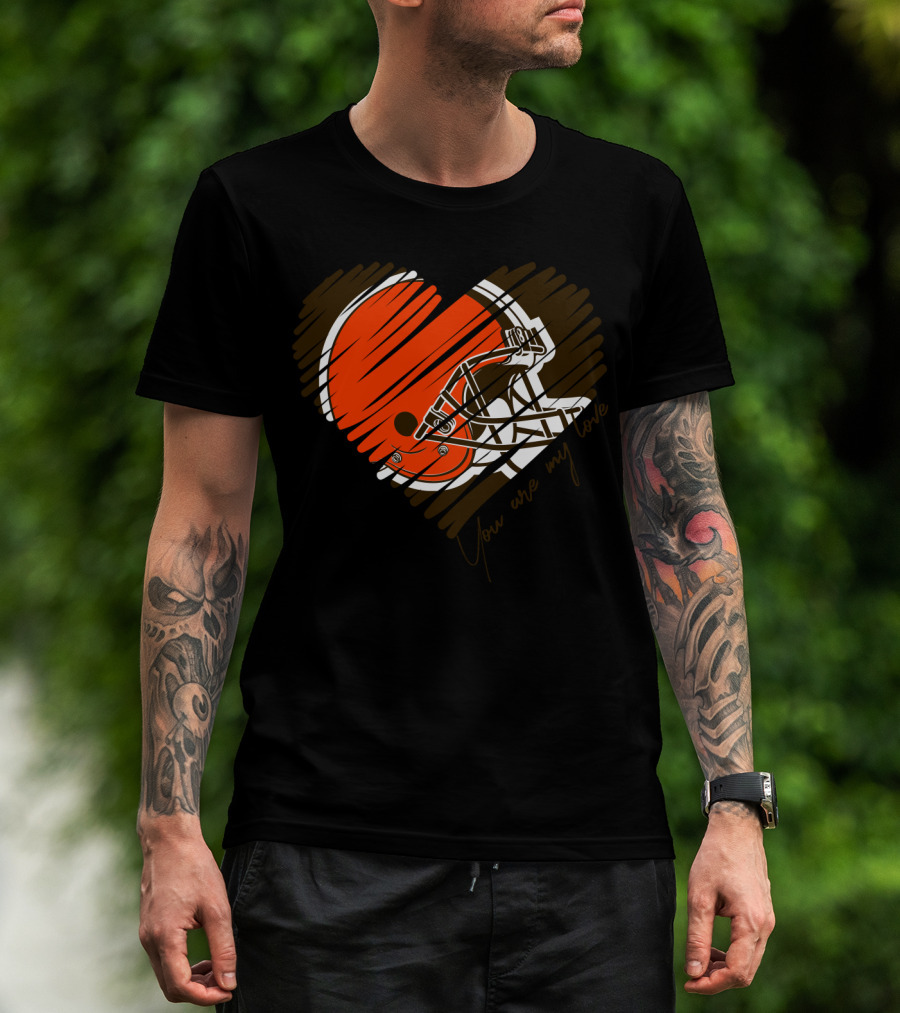 Cleveland Browns You Are My Love Heart Helmet T-Shirt