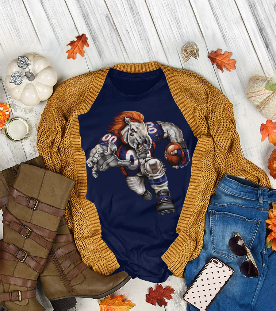 Denver Broncos Football Horse With Jersey And Ball T-Shirt