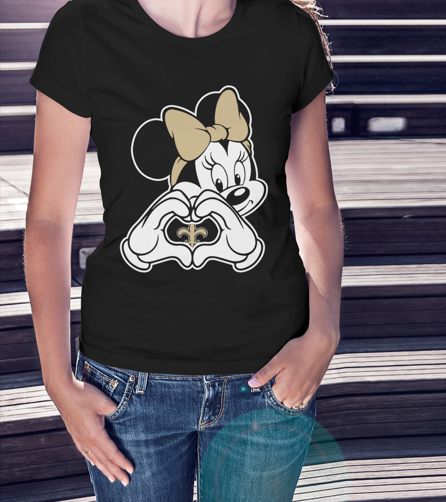 Minnie Mouse Heart Hands New Orleans Saints T-Shirt