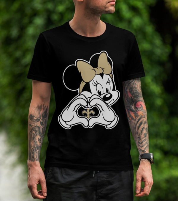 Minnie Mouse Heart Hands New Orleans Saints T-Shirt