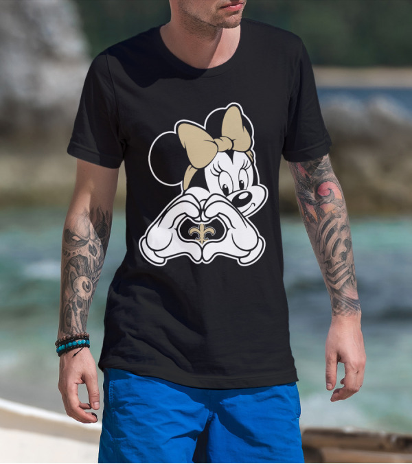 Minnie Mouse Heart Hands New Orleans Saints T-Shirt