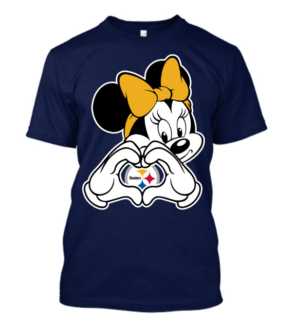 Minnie Mouse Heart Hands Steelers Logo Pittsburgh Steelers T-Shirt