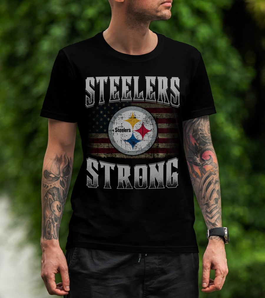 Steelers Strong Pittsburgh Steelers Usa Flag T-Shirt