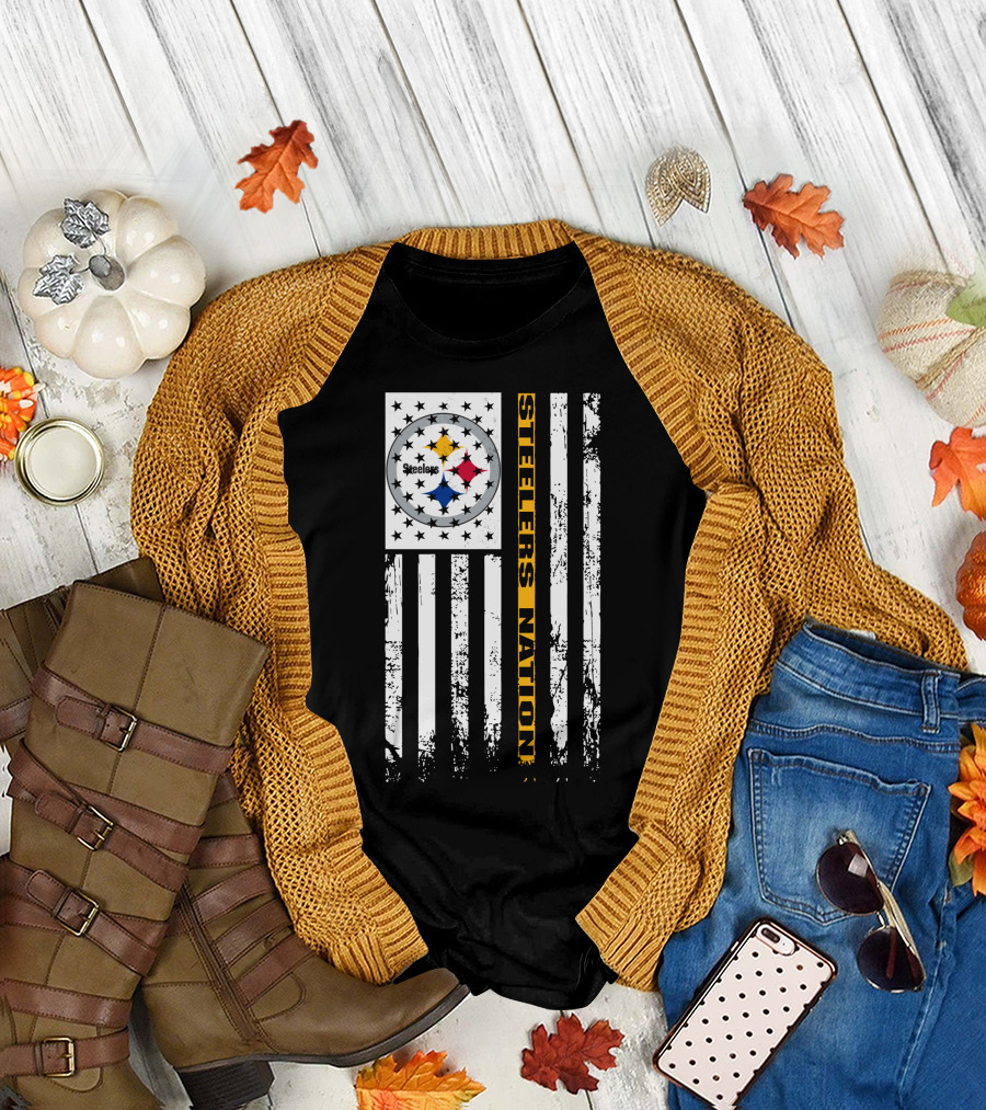 Steelers Nation Pittsburgh Steelers Logo Flag T-Shirt