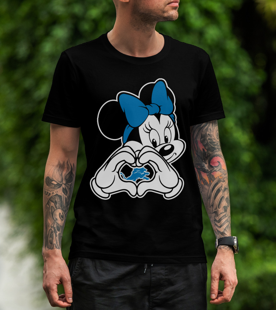Detroit Lions Minnie Mouse Heart Hands T-Shirt