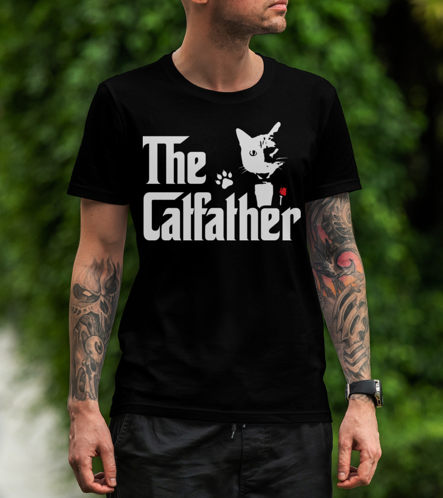 The Catfather Cat Paw Print Rose T-Shirt
