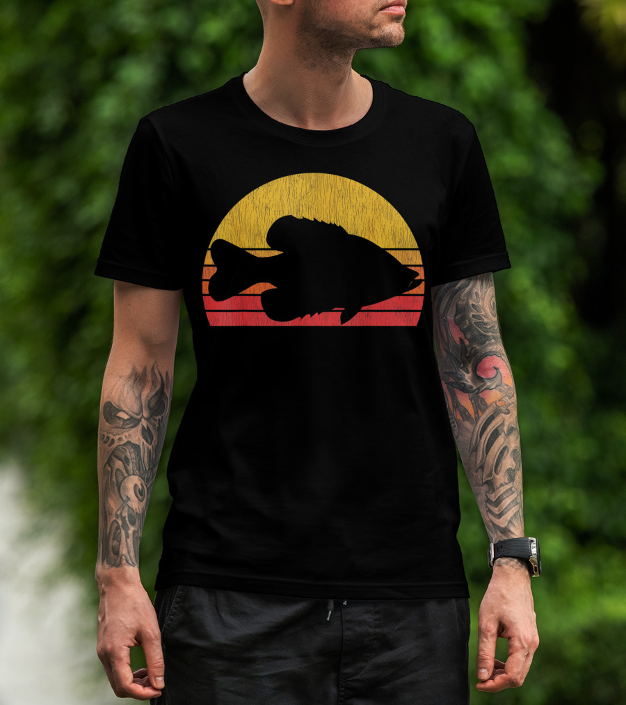 Crappie Fishing Fisherman Retro Sunset T-Shirt