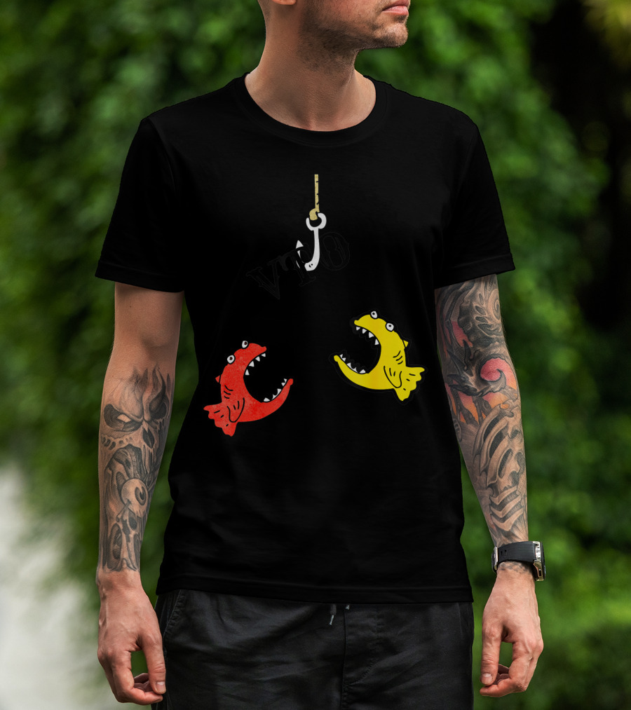 VTO Fishing Hook With Red And Yellow Fish T-Shirt