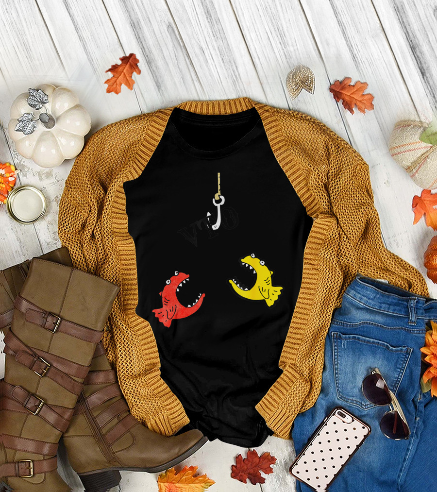 VTO Fishing Hook With Red And Yellow Fish T-Shirt