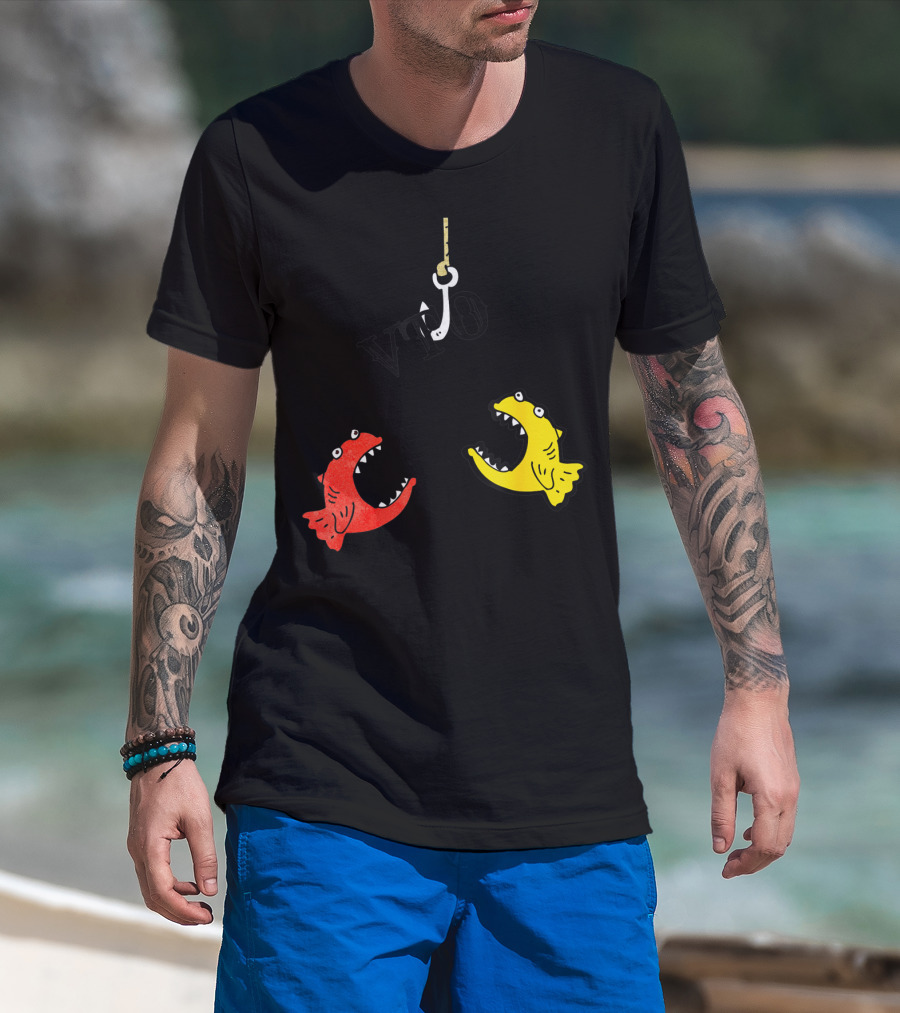 VTO Fishing Hook With Red And Yellow Fish T-Shirt