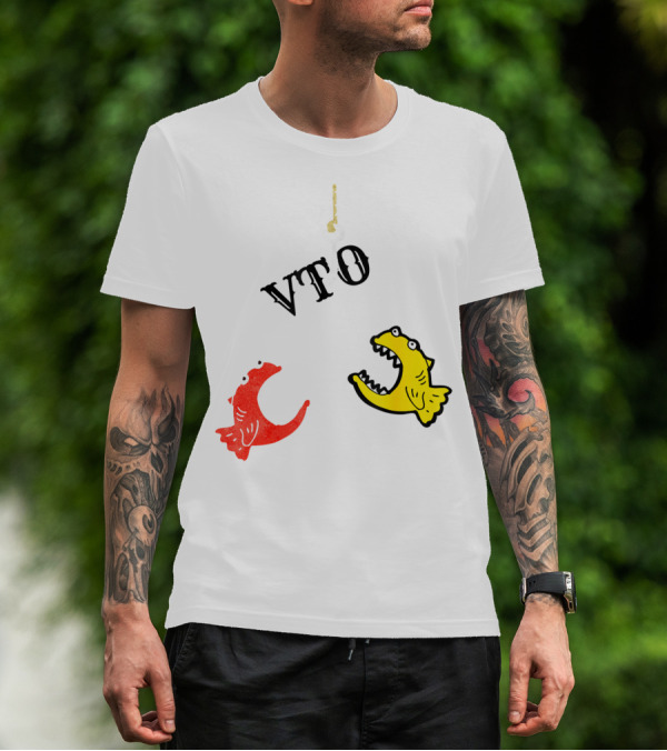 VTO Fishing Hook With Red And Yellow Fish T-Shirt