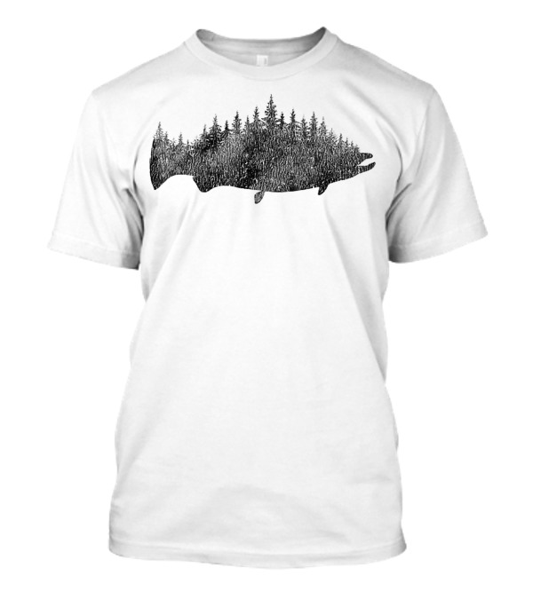 Fishing Forest Salmon Treeline Fisherman T-Shirt