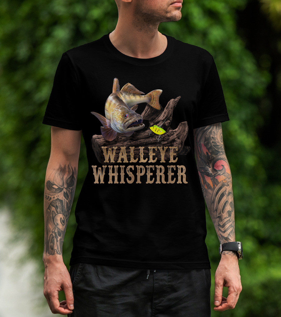 Walleye Whisperer Large Walleye With Fishing Lure T-Shirt
