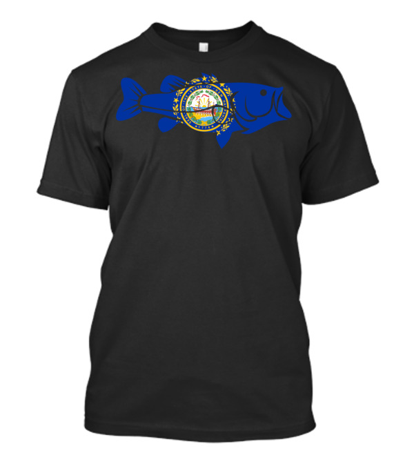 New Hampshire Large Mouth Bass Freshwater Dock Fishing State Seal Integration T-Shirt
