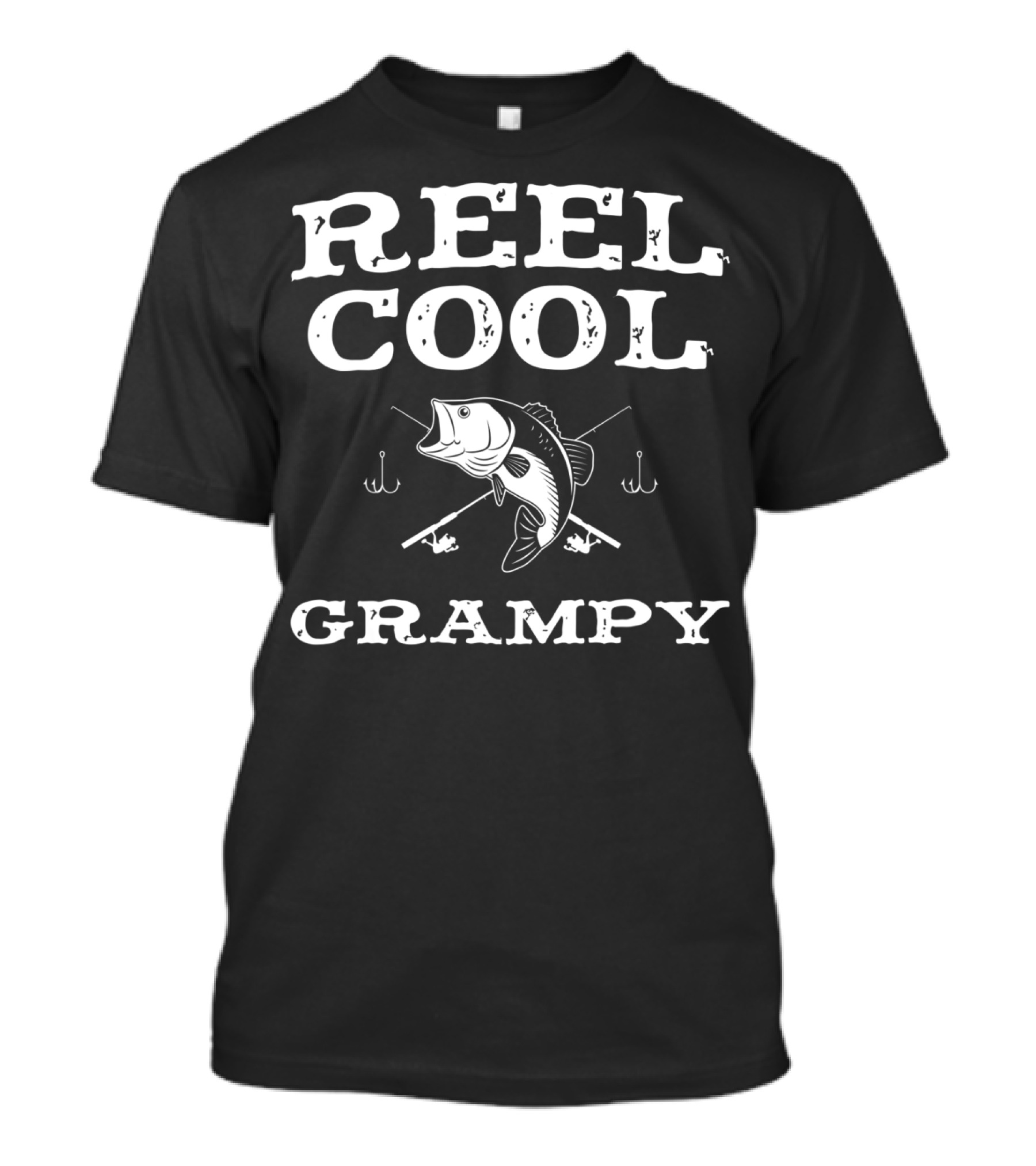 Reel Cool Grampy Fishing Bass Crossed Hooks T-Shirt