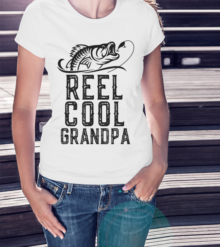 Reel Cool Grandpa Fishing Hook Bass T-Shirt