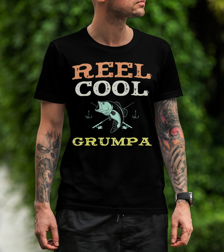 REEL COOL GRUMPA FISHING BASS AND HOOKS T-Shirt