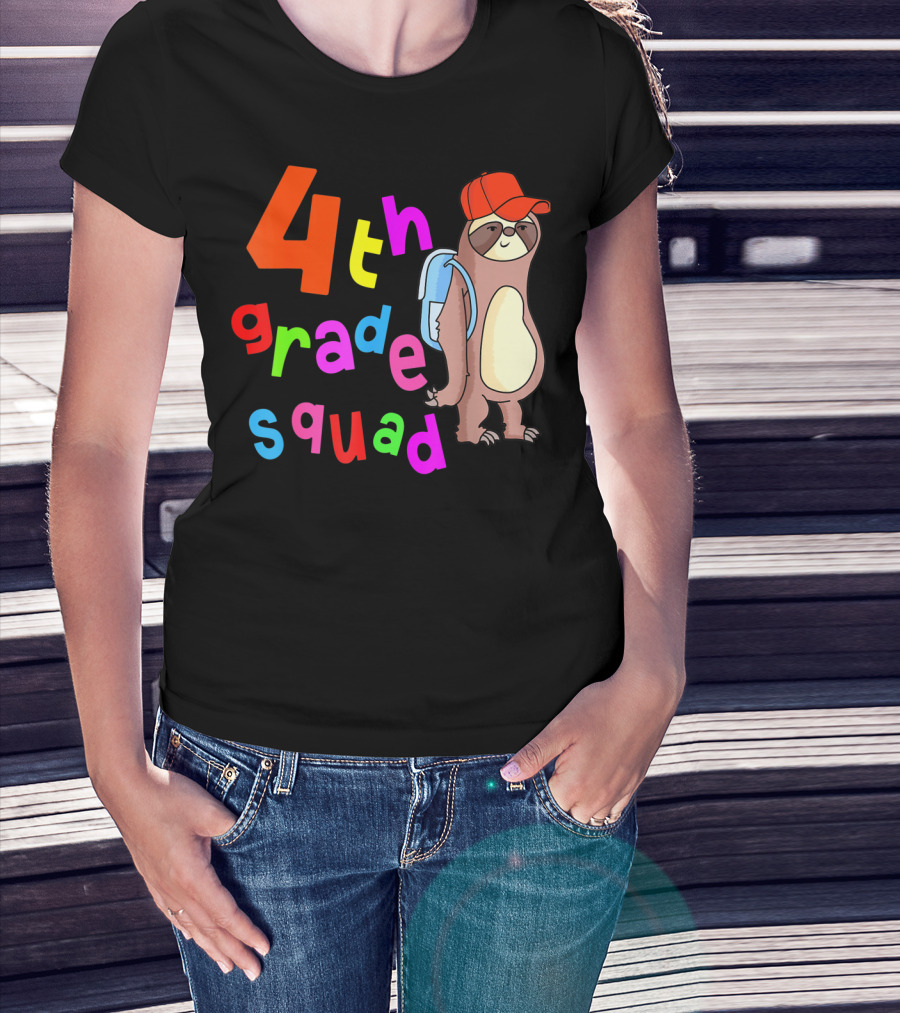 4th Grade Squad Sloth Back To School Boys 1st Day T-Shirt