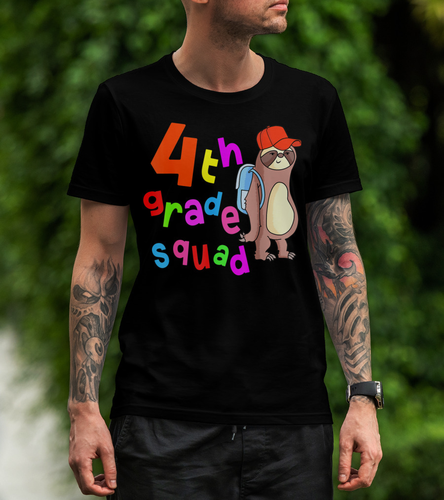 4th Grade Squad Sloth Back To School Boys 1st Day T-Shirt