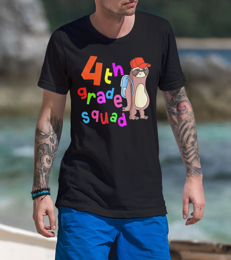 4th Grade Squad Sloth Back To School Boys 1st Day T-Shirt
