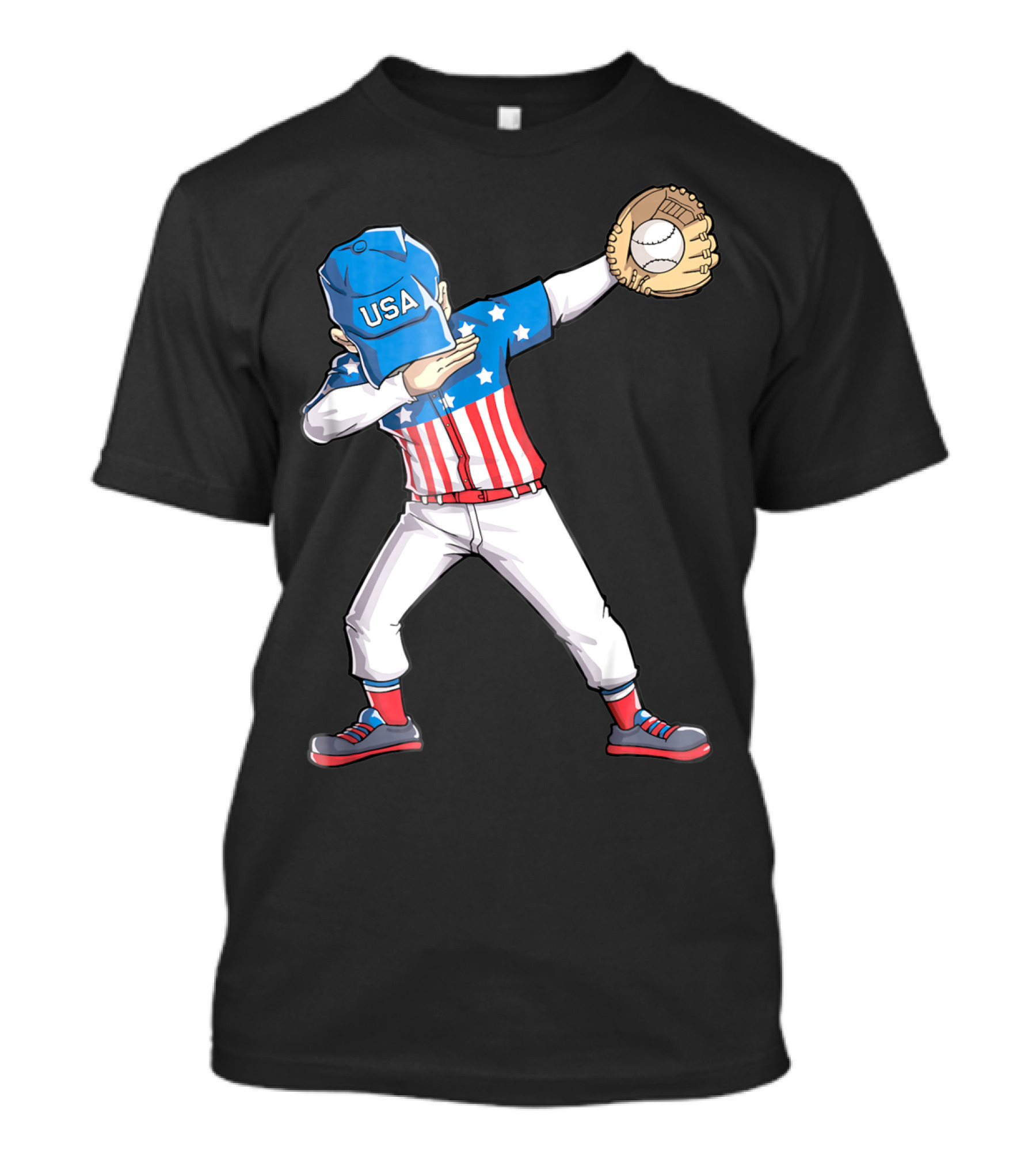 USA Baseball Dabbing American Flag 4th Of July Dab Dance Merica T-Shirt
