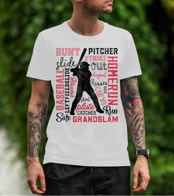 Baseball Men Batter Pitcher Catcher Homerun Grandslam Dugout Plate Strike T-Shirt