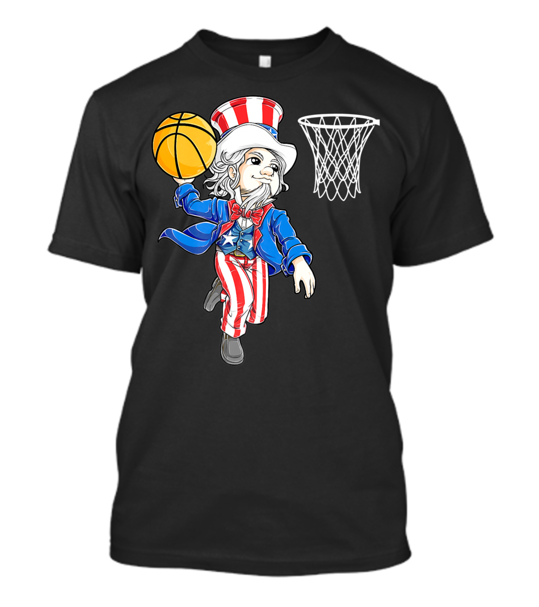 Uncle Sam Basketball Dunk American Flag 4th Of July Boys T-Shirt