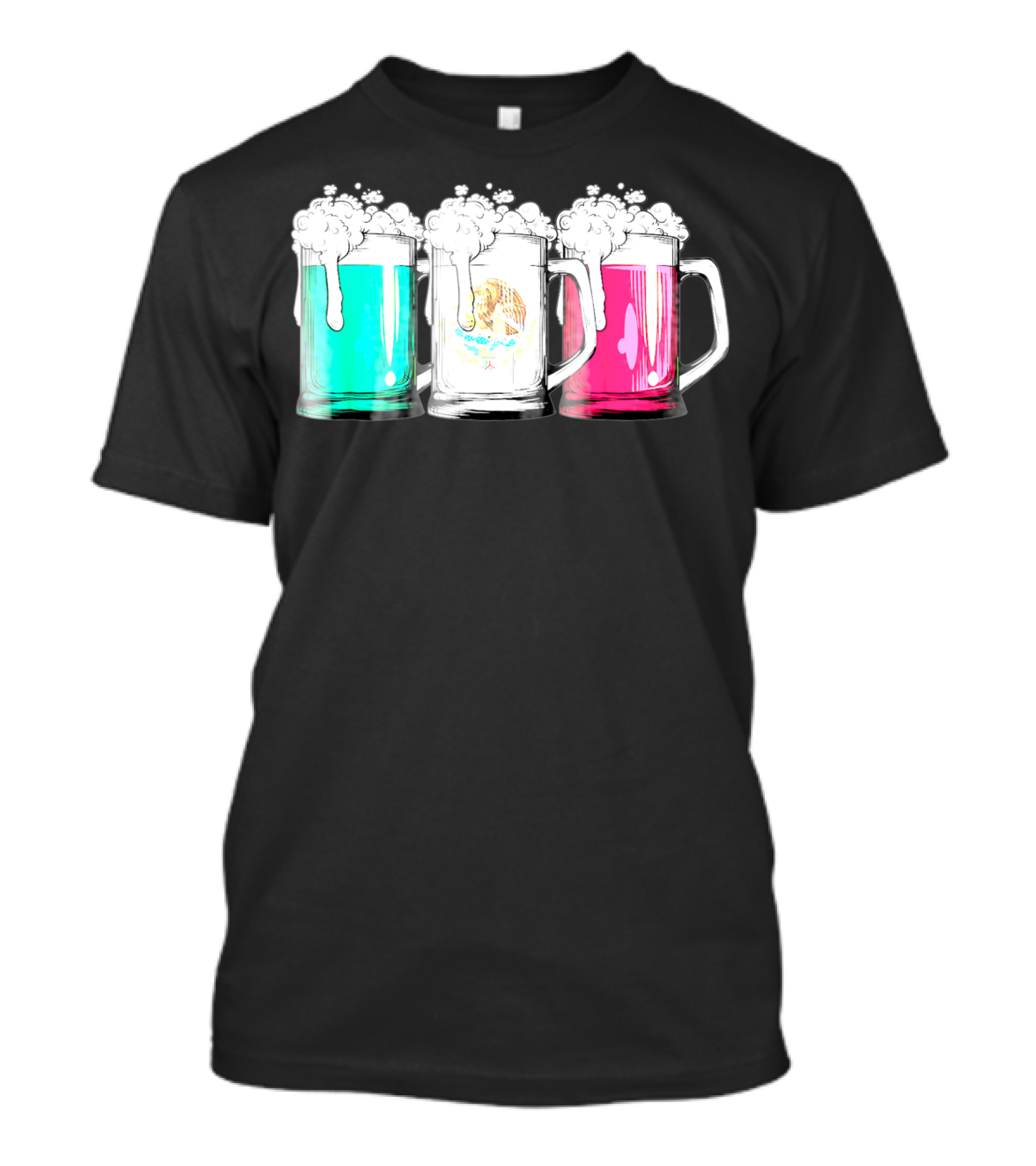 Beer Mugs With Mexican Flag Colors Cinco De Mayo T-Shirt