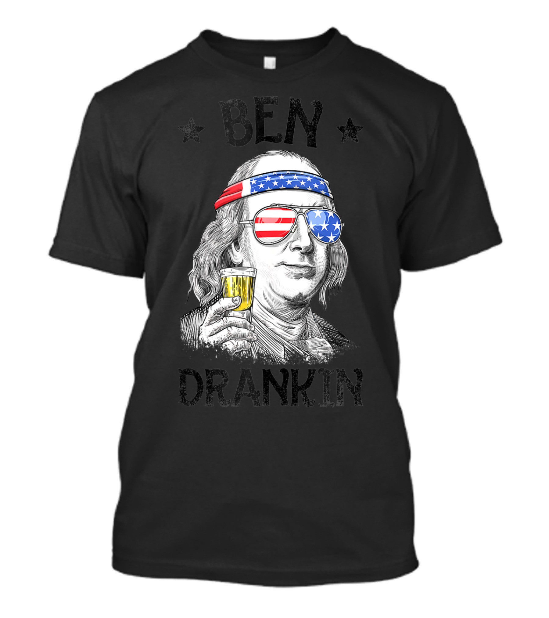 Ben Drankin Patriotic 4th Of July Benjamin Franklin With Beer And American Flag Accessories T-Shirt