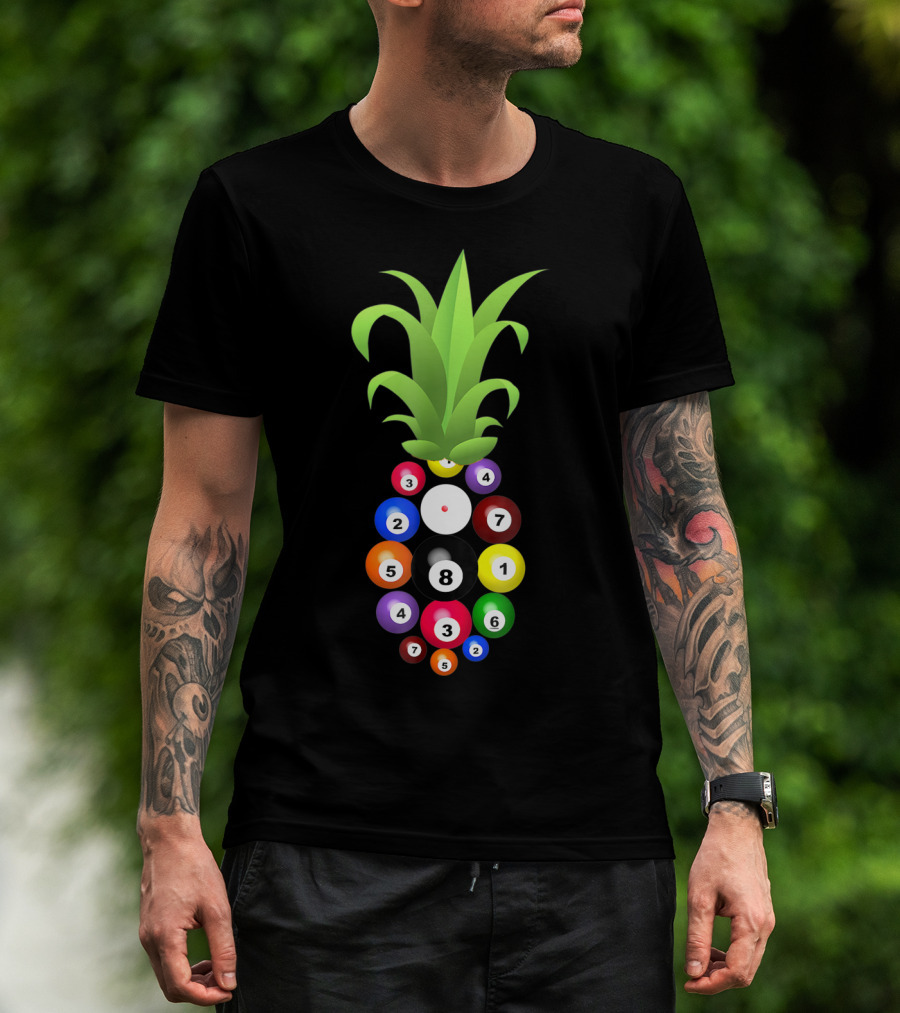 Billiards Pineapple Eight Ball Hawaiian Aloha Beach Hawaii Pool Balls Fruit Fusion T-Shirt