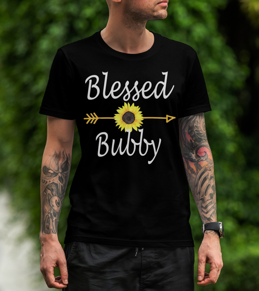 Blessed Bubby Sunflower Arrow Text T-Shirt
