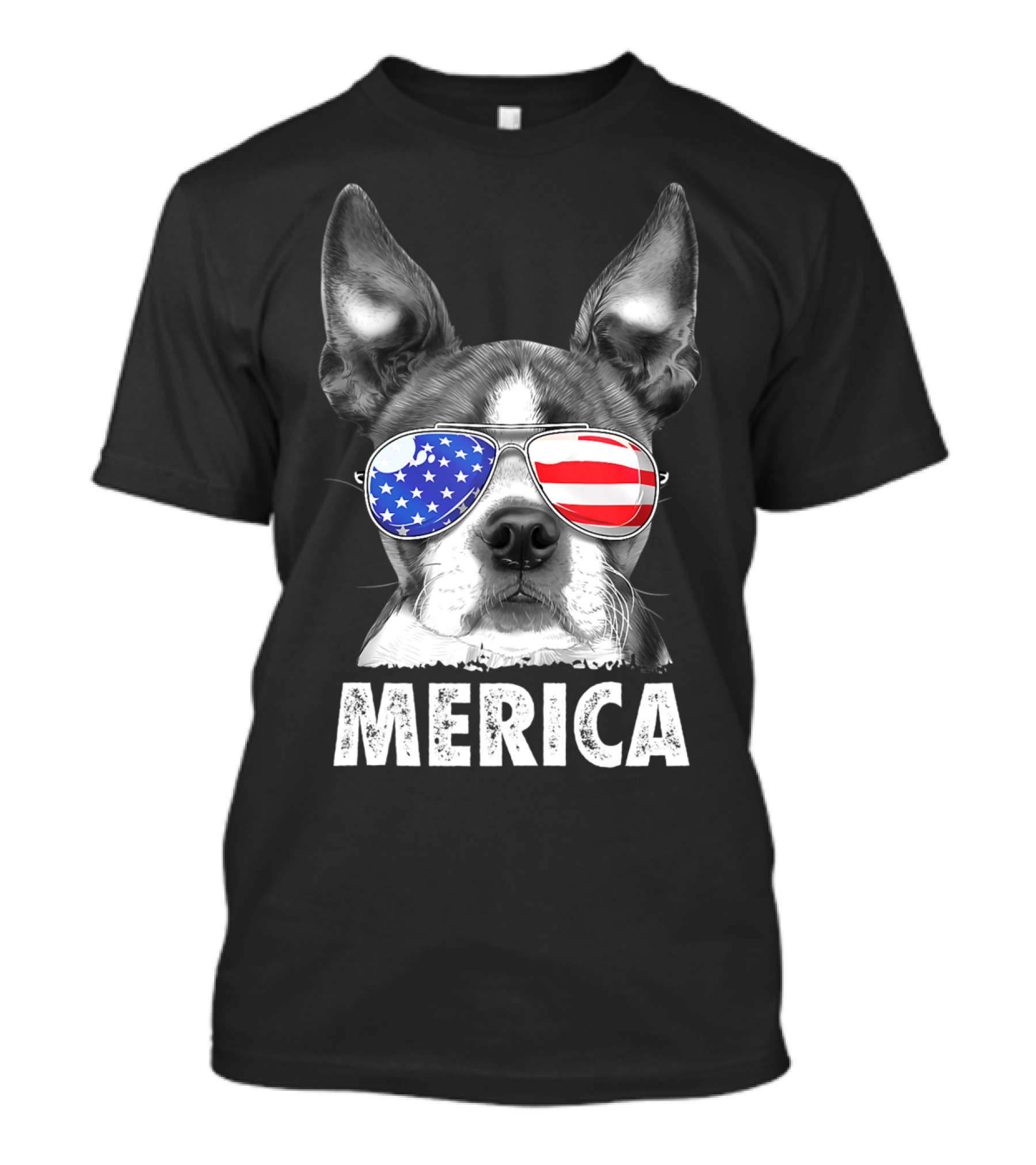 Boston Terrier Merica USA Flag 4th Of July T-Shirt