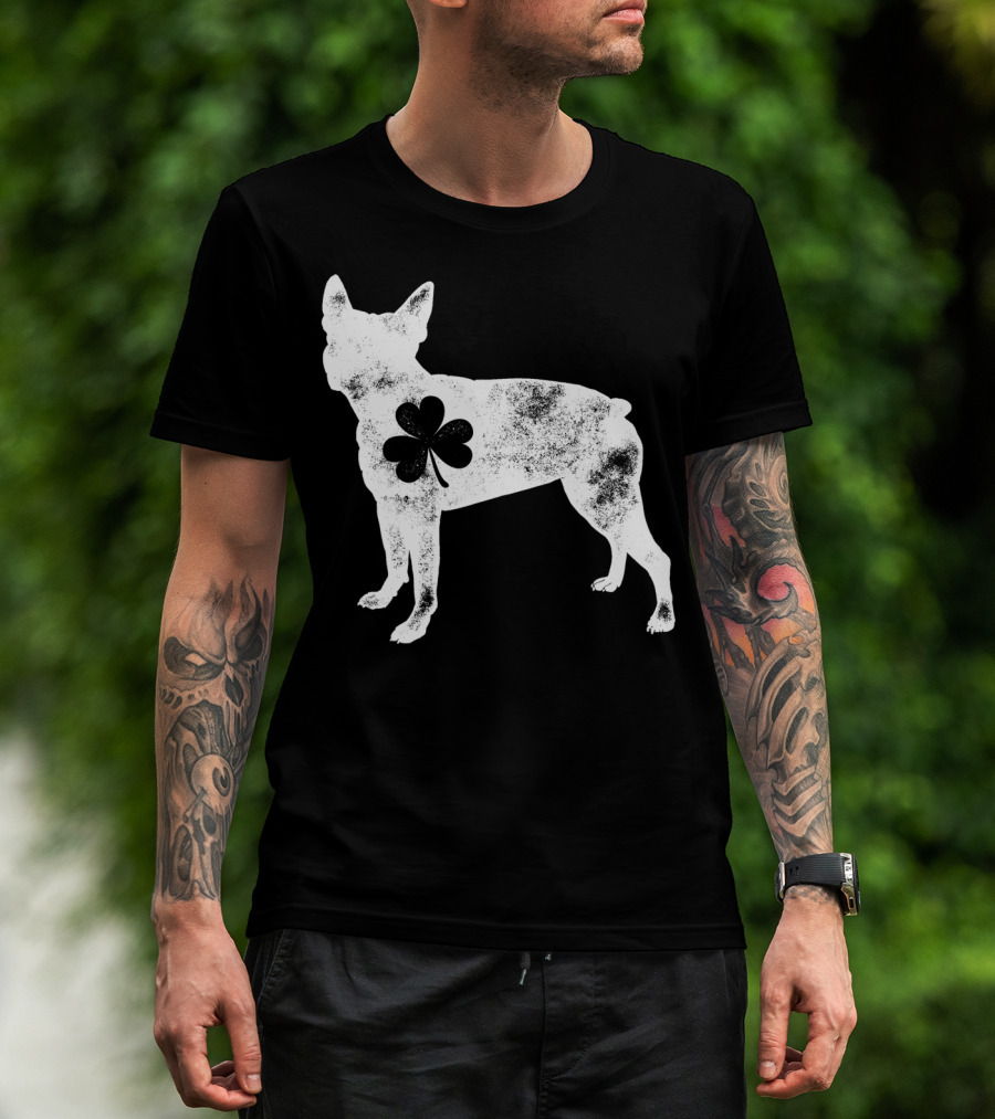 Boston Terrier Dog Shamrock St Patricks Day Men T-Shirt